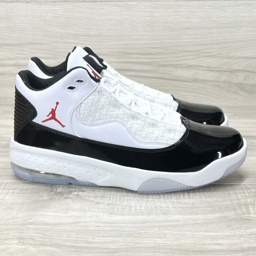 Jordan Max Aura 2 Men's 11.5 White Black Gym Patent Basketball Shoes CK6636-102